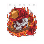 Flaming Firefighter Skull Print Curtain