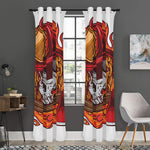 Flaming Firefighter Skull Print Curtain