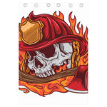 Flaming Firefighter Skull Print Curtain