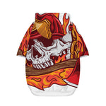 Flaming Firefighter Skull Print Dog Zip Up Hoodie