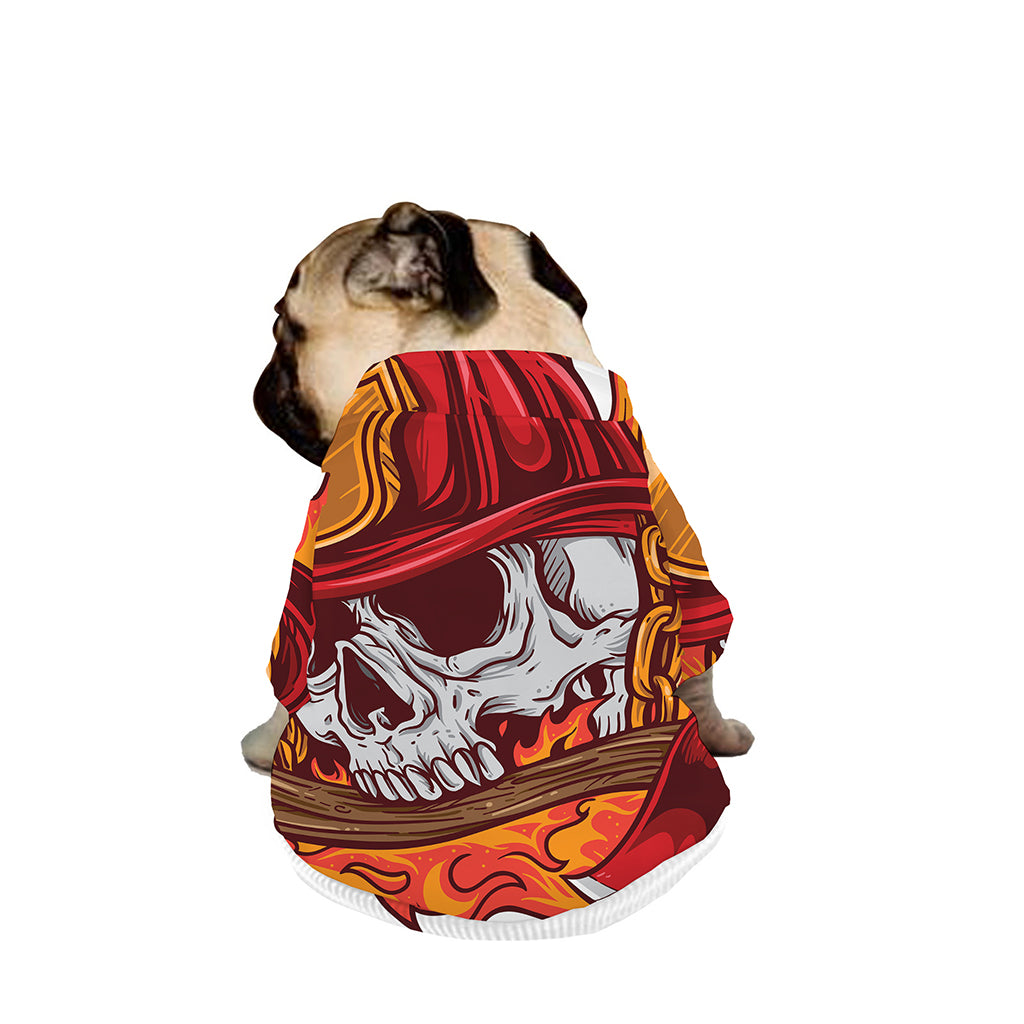Flaming Firefighter Skull Print Dog Zip Up Jacket