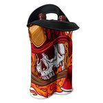 Flaming Firefighter Skull Print Double Neoprene Wine Tote