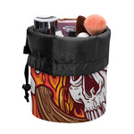 Flaming Firefighter Skull Print Drawstring Makeup Bag