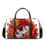 Flaming Firefighter Skull Print Duffle Bag