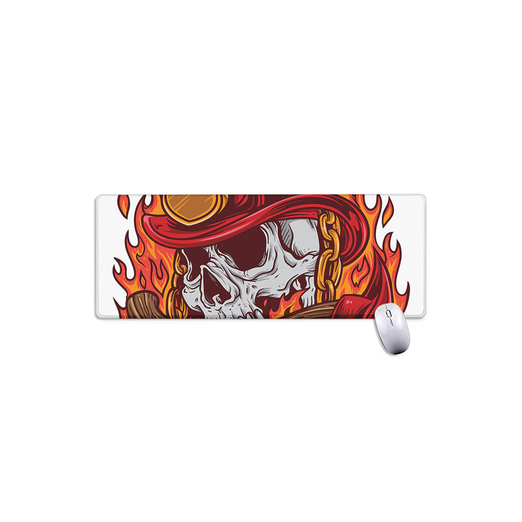 Flaming Firefighter Skull Print Extended Mouse Pad