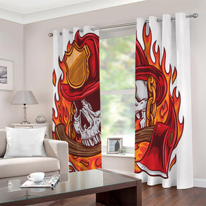 Flaming Firefighter Skull Print Extra Wide Grommet Curtains