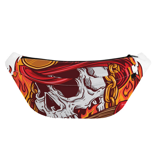 Flaming Firefighter Skull Print Fanny Pack