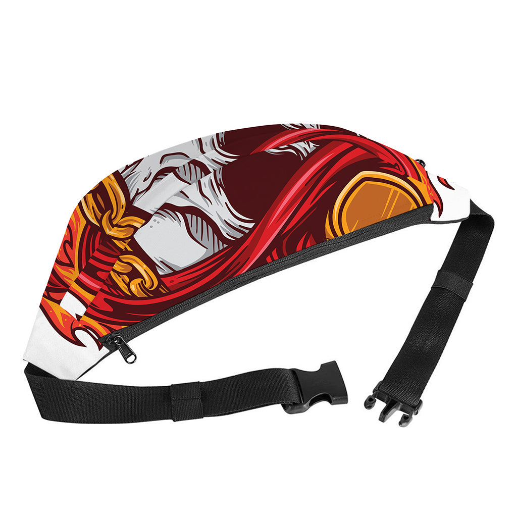 Flaming Firefighter Skull Print Fanny Pack