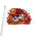 Flaming Firefighter Skull Print Flag