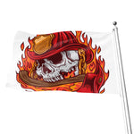 Flaming Firefighter Skull Print Flag
