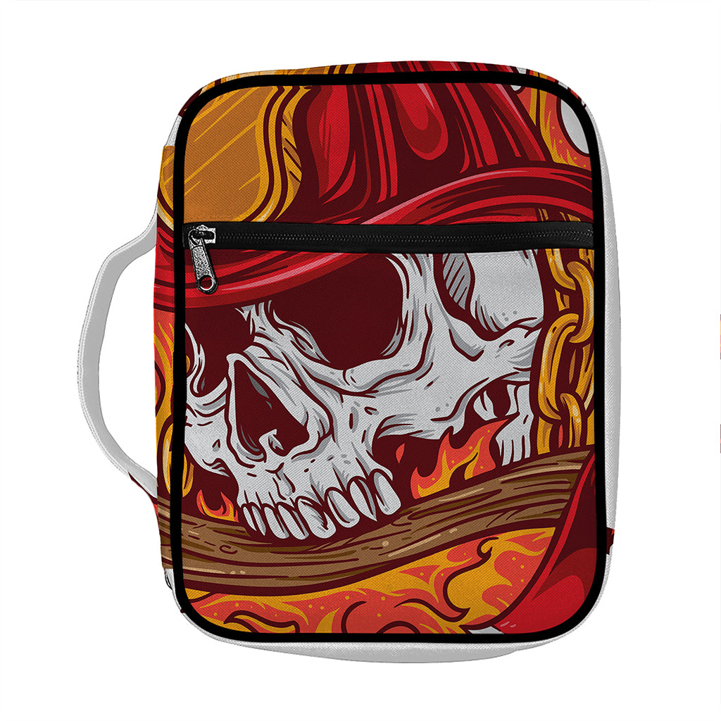 Flaming Firefighter Skull Print Front Pocket Bible Bag
