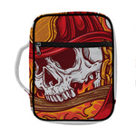 Flaming Firefighter Skull Print Front Pocket Bible Bag