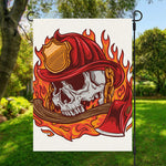 Flaming Firefighter Skull Print Garden Flag
