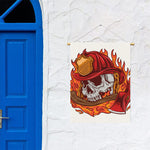 Flaming Firefighter Skull Print Garden Flag