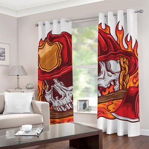 Flaming Firefighter Skull Print Grommet Curtains