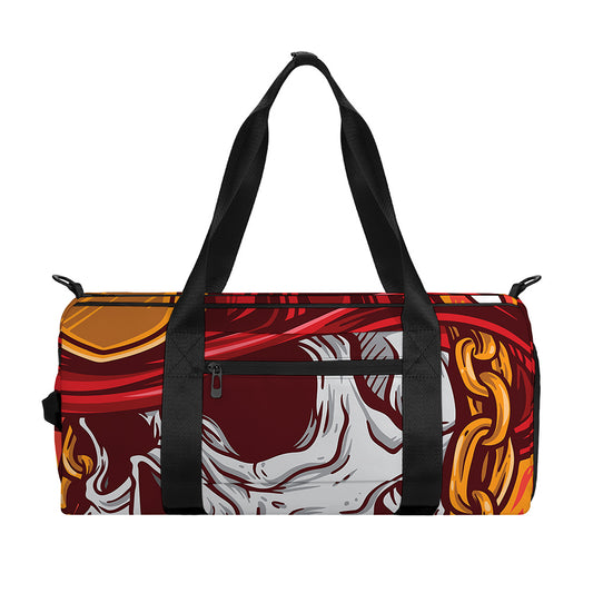 Flaming Firefighter Skull Print Gym Bag