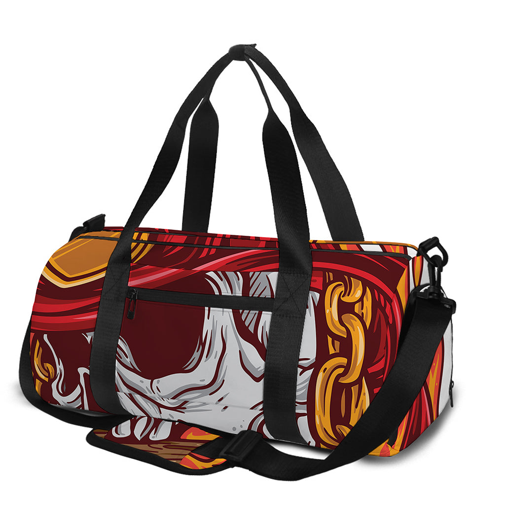 Flaming Firefighter Skull Print Gym Bag