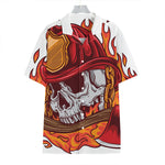 Flaming Firefighter Skull Print Hawaiian Shirt