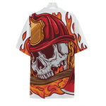 Flaming Firefighter Skull Print Hawaiian Shirt