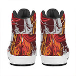 Flaming Firefighter Skull Print High Top Leather Sneakers