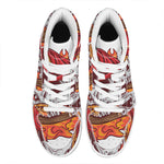 Flaming Firefighter Skull Print High Top Leather Sneakers