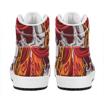 Flaming Firefighter Skull Print High Top Leather Sneakers