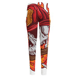 Flaming Firefighter Skull Print High-Waisted Pocket Leggings