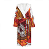 Flaming Firefighter Skull Print Hooded Bathrobe