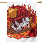 Flaming Firefighter Skull Print House Flag