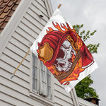 Flaming Firefighter Skull Print House Flag