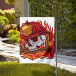 Flaming Firefighter Skull Print House Flag