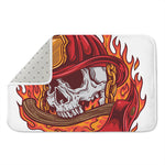 Flaming Firefighter Skull Print Indoor Door Mat