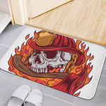 Flaming Firefighter Skull Print Indoor Door Mat
