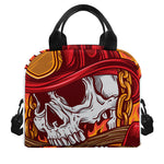 Flaming Firefighter Skull Print Insulated Lunch Bag