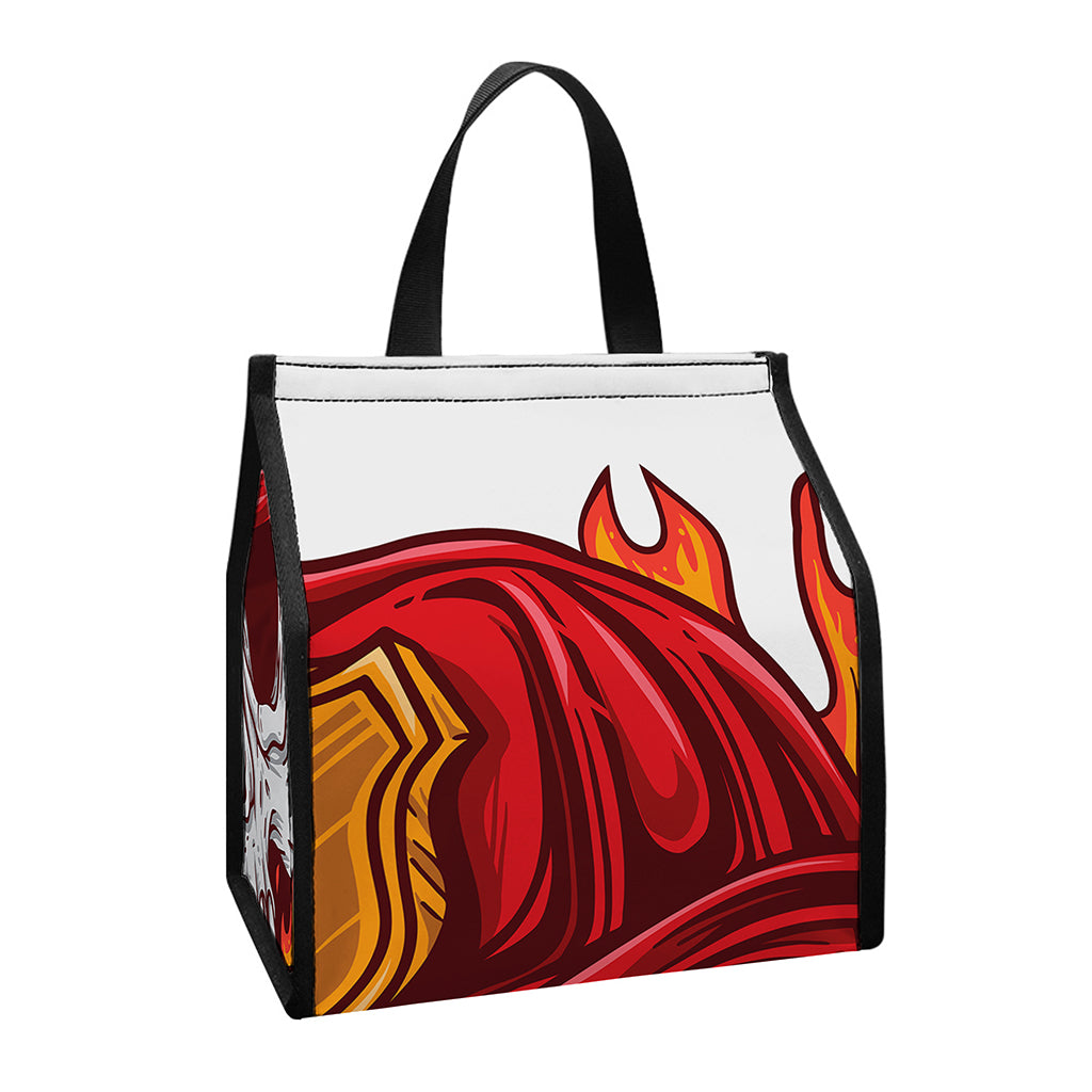 Flaming Firefighter Skull Print Insulated Lunch Tote