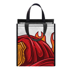 Flaming Firefighter Skull Print Insulated Lunch Tote