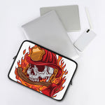 Flaming Firefighter Skull Print Laptop Sleeve