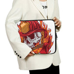 Flaming Firefighter Skull Print Laptop Sleeve
