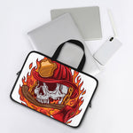 Flaming Firefighter Skull Print Laptop Sleeve With Handle