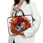 Flaming Firefighter Skull Print Laptop Sleeve With Handle