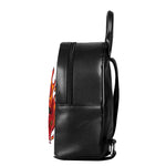 Flaming Firefighter Skull Print Leather Backpack