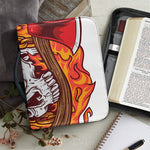 Flaming Firefighter Skull Print Leather Bible Cover
