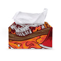 Flaming Firefighter Skull Print Leather Tissue Box Cover