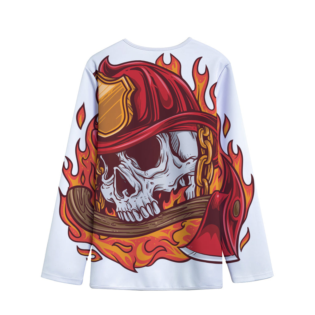 Flaming Firefighter Skull Print Long Sleeve Short Coat