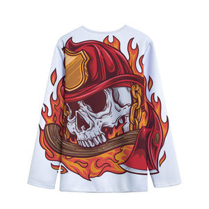 Flaming Firefighter Skull Print Long Sleeve Short Coat