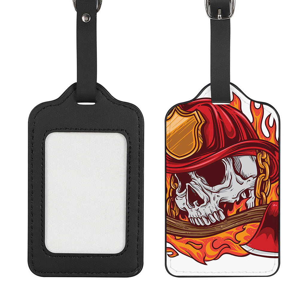 Flaming Firefighter Skull Print Luggage Tag