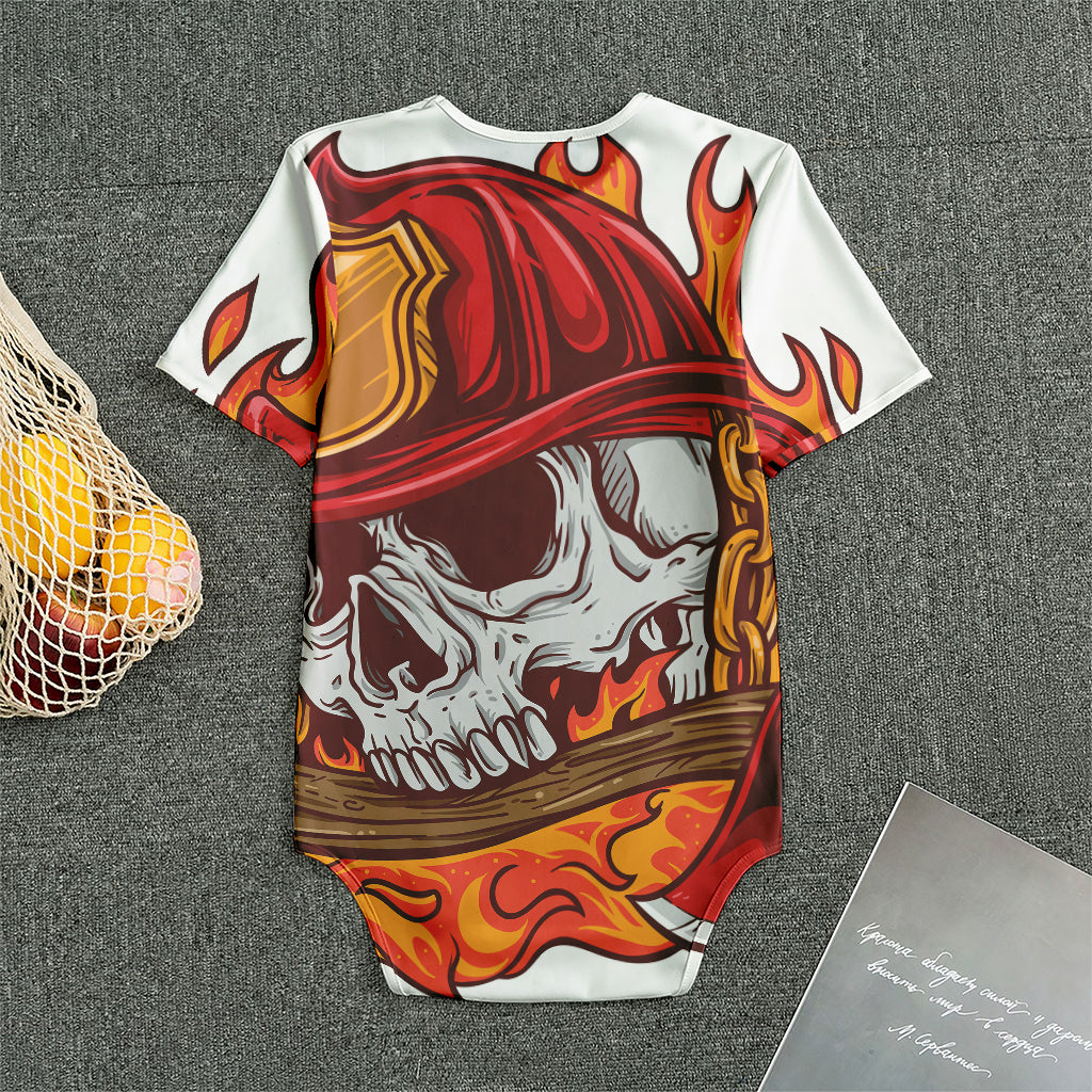 Flaming Firefighter Skull Print Men's Bodysuit