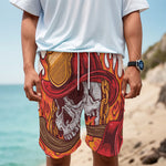 Flaming Firefighter Skull Print Men's Cargo Shorts