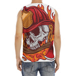 Flaming Firefighter Skull Print Men's Fitness Tank Top