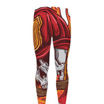 Flaming Firefighter Skull Print Men's leggings